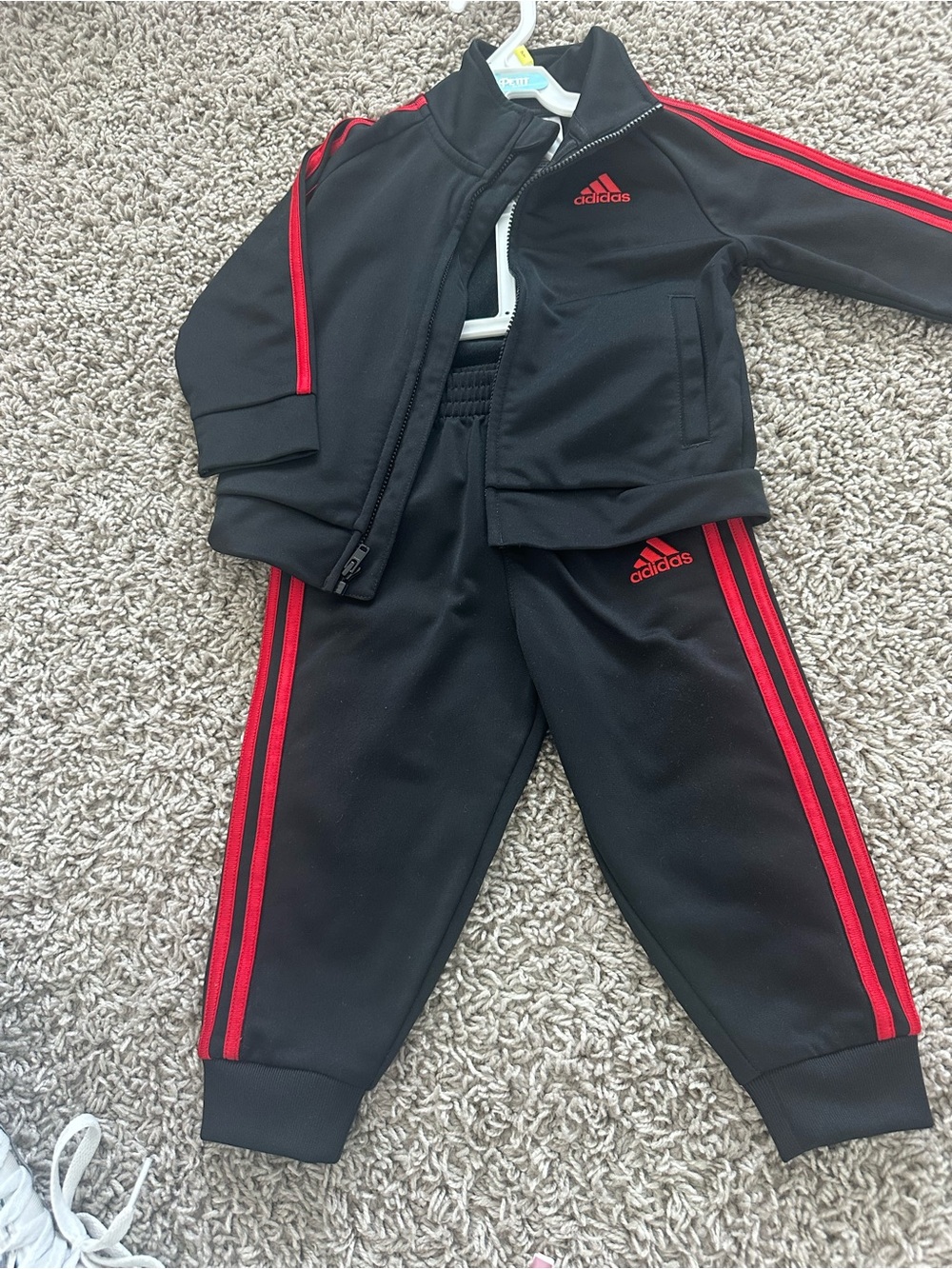 adidas Black Jogger Sweatpants with Red Stripes